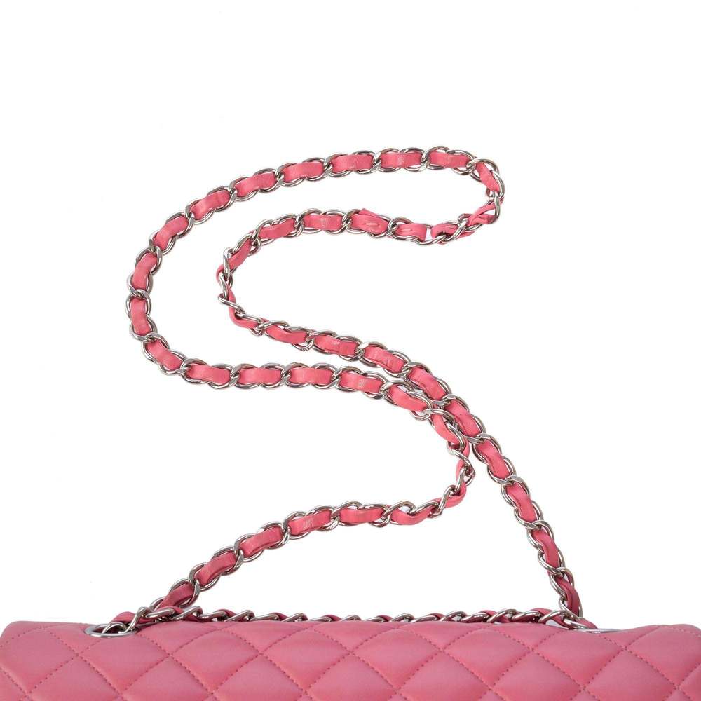 CHANEL Timeless double flap shoulder bag in Pink quilted lambskin leather, SHW - Picture 10 of 12